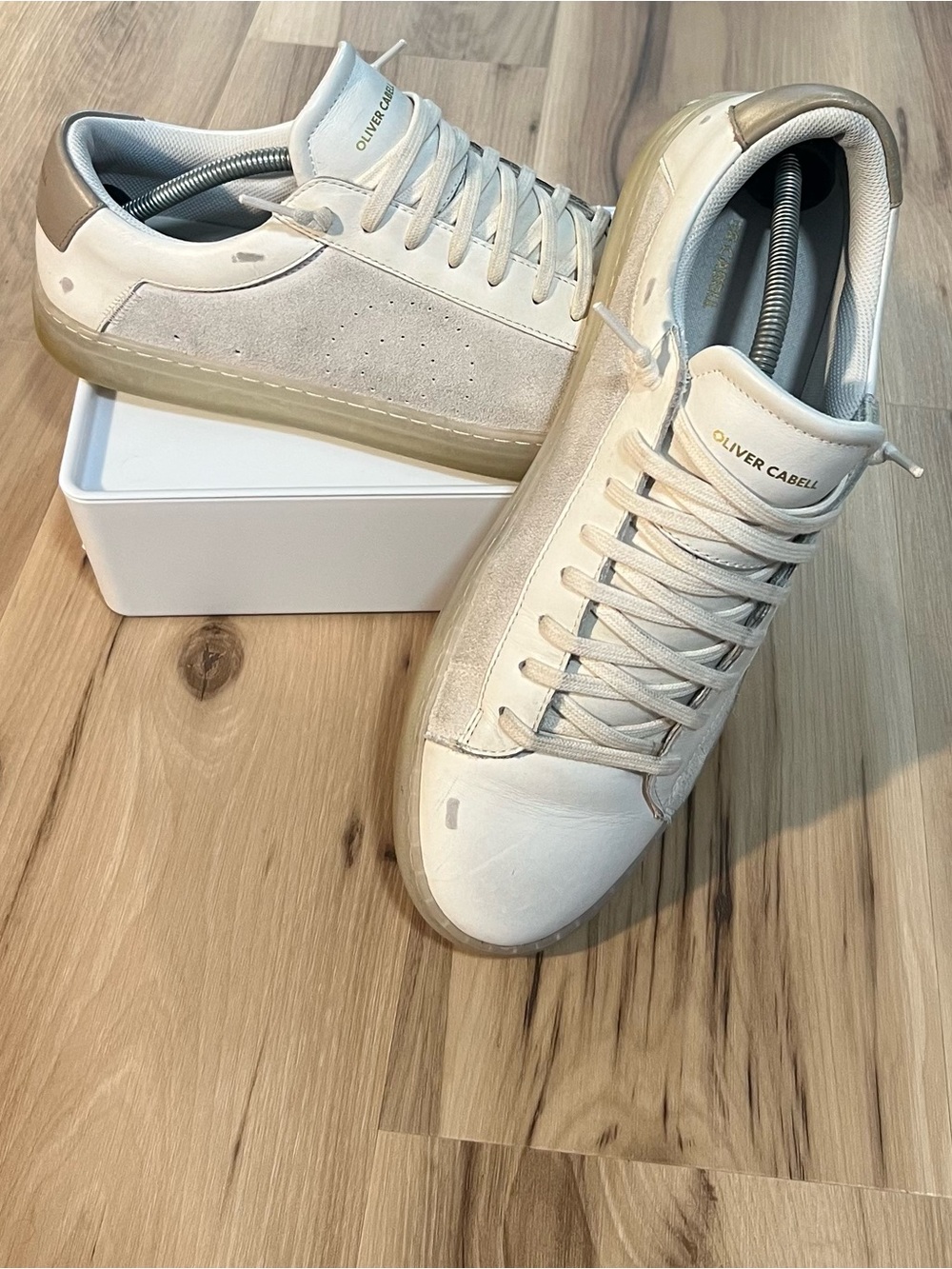 Oliver Cabell Men’s Low 1 - Sea Sand Ghost - Tan White Gray Sneaker EU 44 US 11